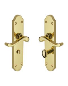 Heritage Brass Polished Brass Savoy Long Door Handle on Plate - Bathroom Set