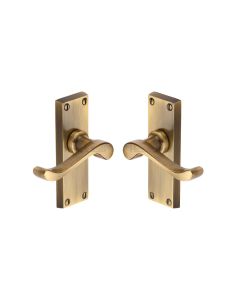 Heritage Brass Antique Brass Bedford Short Door Handle on Plate - Lever Latch