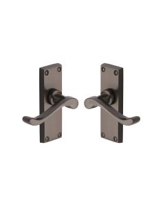 Heritage Brass Matt Bronze Bedford Short Door Handle on Plate - Lever Latch