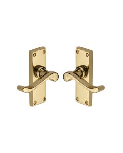 Heritage Brass Polished Brass Bedford Short Door Handle on Plate - Lever Latch
