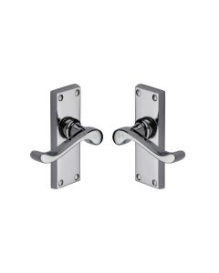 Heritage Brass Polished Chrome Bedford Short Door Handle on Plate - Lever Latch