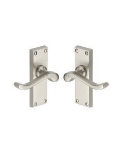 Heritage Brass Satin Nickel Bedford Short Door Handle on Plate - Lever Latch