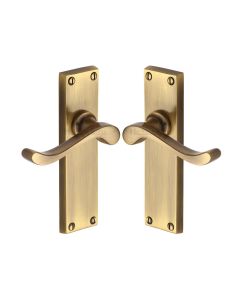 Heritage Brass Antique Brass Bedford Door Handle on Plate - Lever Latch