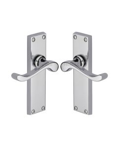 Heritage Brass Polished Chrome Bedford Door Handle on Plate - Lever Latch