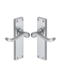 Heritage Brass Satin Chrome Bedford Door Handle on Plate - Lever Latch
