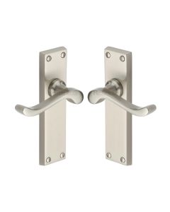 Heritage Brass Satin Nickel Bedford Door Handle on Plate - Lever Latch