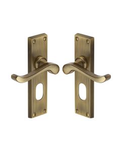 Heritage Brass Antique Brass Bedford Door Handle on Plate - Oval Profile