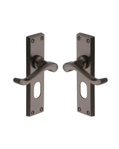 Heritage Brass Matt Bronze Bedford Door Handle on Plate - Oval Profile