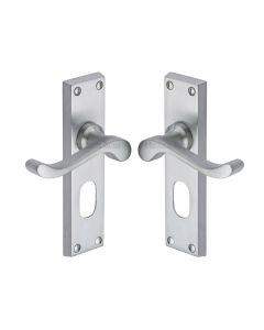 Heritage Brass Satin Chrome Bedford Door Handle on Plate - Oval Profile