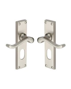 Heritage Brass Satin Nickel Bedford Door Handle on Plate - Oval Profile