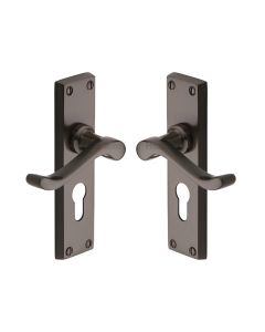 Heritage Brass Matt Bronze Bedford Door Handle on Plate - Euro Profile