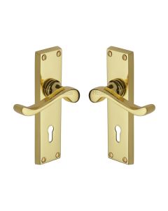 Heritage Brass Polished Brass Bedford Door Handle on Plate - Lever Lock