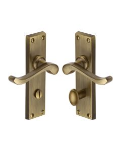 Heritage Brass Antique Brass Bedford Door Handle on Plate - Bathroom Set