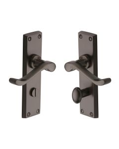 Heritage Brass Matt Bronze Bedford Door Handle on Plate - Bathroom Set