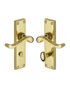 Heritage Brass Polished Brass Bedford Door Handle on Plate - Bathroom Set