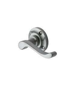 Satin Chrome Bedford Door Handle on Round Rose