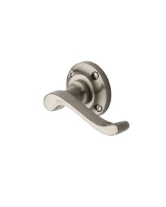 Satin Nickel Bedford Door Handle on Round Rose