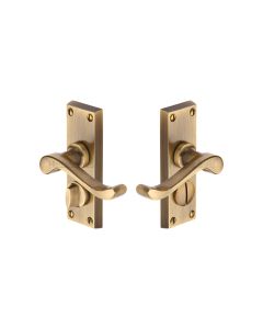 Heritage Brass Antique Brass Bedford Short Door Handle on Plate - Bathroom Set
