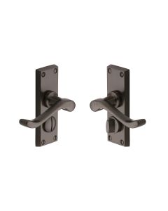 Heritage Brass Matt Bronze Bedford Short Door Handle on Plate - Bathroom Set