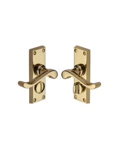 Heritage Brass Polished Brass Bedford Short Door Handle on Plate - Bathroom Set