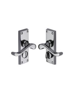 Heritage Brass Polished Chrome Bedford Short Door Handle on Plate - Bathroom Set