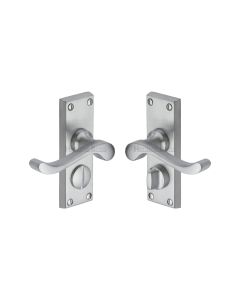 Heritage Brass Satin Chrome Bedford Short Door Handle on Plate - Bathroom Set