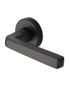 Matt Bronze Alessa Door Handle on Round Rose