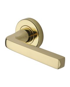 Polished Brass Alessa Door Handle on Round Rose