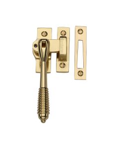 Heritage Brass Polished Brass Lockable Mortice & Hook Plate Reeded Casement Fastener