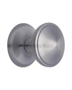 Heritage Brass Satin Chrome Round Centre Door Knob - 78mm