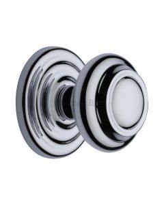 Heritage Brass Polished Chrome Stepped Round Centre Door Knob - 76mm