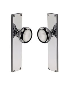 Heritage Brass Polished Chrome Victoria Door Knob on Plate - Latch Set