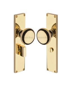 Heritage Brass Polished Brass Victoria Door Knob on Plate - Bathroom Set