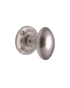 Heritage Brass Satin Chrome Suffolk Mortice Door Knob on Rose