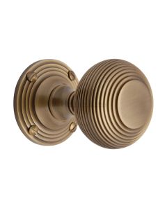 Heritage Brass Antique Brass Reeded Mortice Door Knob on Rose