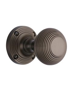 Heritage Brass Matt Bronze Reeded Mortice Door Knob on Rose