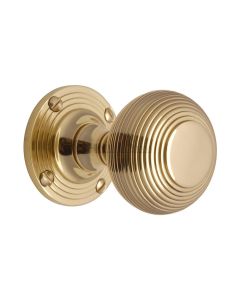 Heritage Brass Polished Brass Reeded Mortice Door Knob on Rose