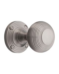 Heritage Brass Satin Nickel Reeded Mortice Door Knob on Rose