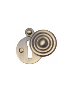 Antique Brass Standard Covered Key Escutcheon Reeded - V972