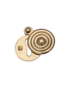 Polished Brass Standard Covered Key Escutcheon Reeded - V972