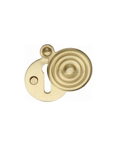 Satin Brass Standard Covered Key Escutcheon Reeded - V972