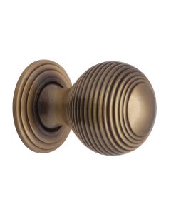 Heritage Brass Antique Brass Reeded Cabinet Knob with Base 32mm