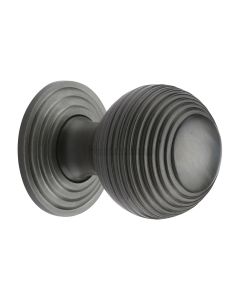 Heritage Brass Matt Bronze Reeded Cabinet Knob with Base 32mm