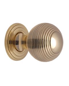 Heritage Brass Polished Brass Reeded Cabinet Knob with Base 32mm