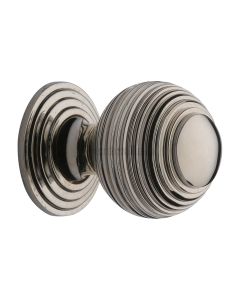 Heritage Brass Polished Nickel Finish Reeded Cabinet Knob with Base 32mm