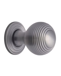 Heritage Brass Satin Chrome Reeded Cabinet Knob with Base 32mm