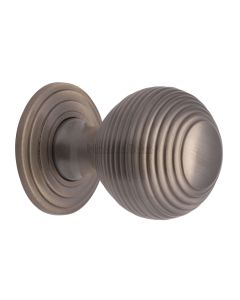 Heritage Brass Satin Nickel Reeded Cabinet Knob with Base 32mm