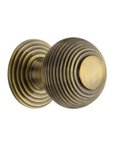 Heritage Brass Antique Brass Reeded Cabinet Knob with Base 38mm
