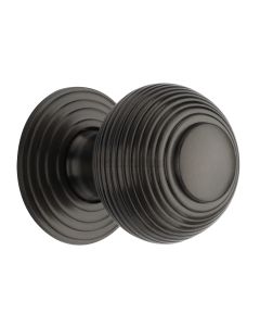 Heritage Brass Matt Bronze Reeded Cabinet Knob with Base 38mm