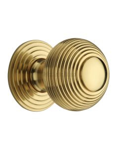 Heritage Brass Polished Brass Reeded Cabinet Knob with Base 38mm